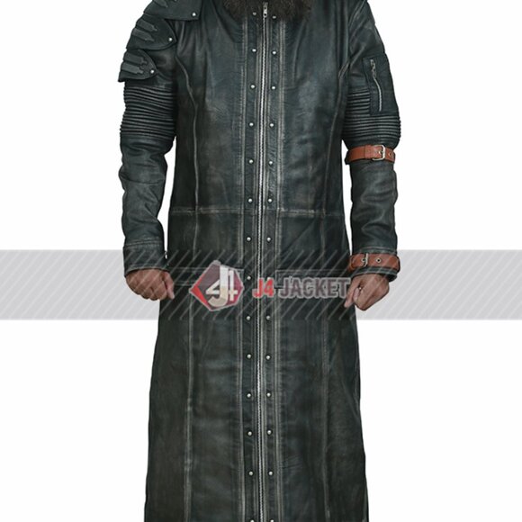 Playerunknowns Battlegrounds Black Distressed Leather Trench Coat - Picture 5 of 10